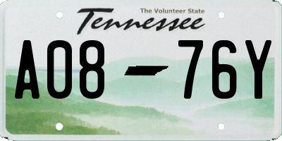 TN license plate A0876Y