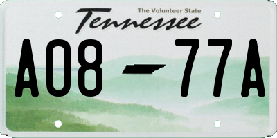 TN license plate A0877A