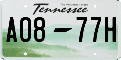 TN license plate A0877H