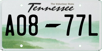 TN license plate A0877L