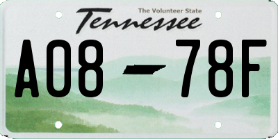 TN license plate A0878F