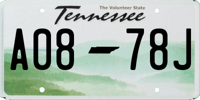 TN license plate A0878J