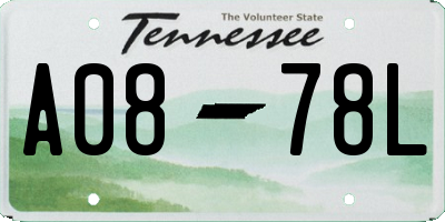 TN license plate A0878L