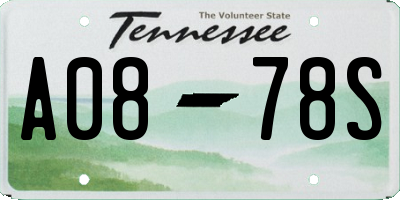 TN license plate A0878S