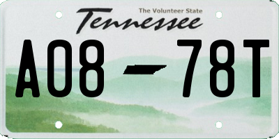 TN license plate A0878T