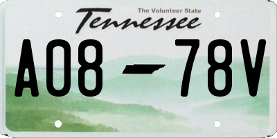 TN license plate A0878V
