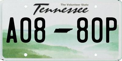 TN license plate A0880P
