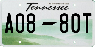 TN license plate A0880T