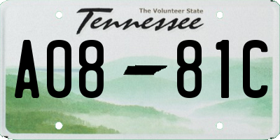 TN license plate A0881C