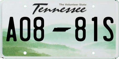 TN license plate A0881S