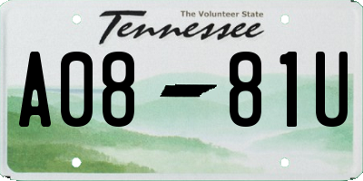 TN license plate A0881U