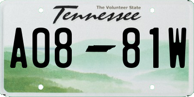 TN license plate A0881W