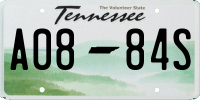 TN license plate A0884S