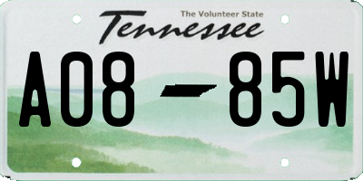 TN license plate A0885W