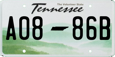 TN license plate A0886B