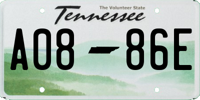 TN license plate A0886E