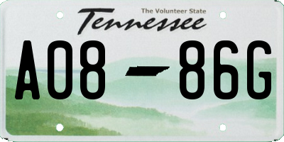 TN license plate A0886G