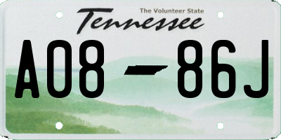 TN license plate A0886J