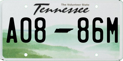 TN license plate A0886M