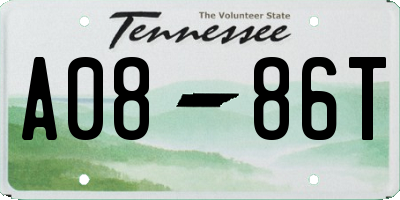 TN license plate A0886T