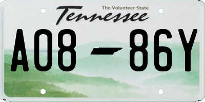 TN license plate A0886Y