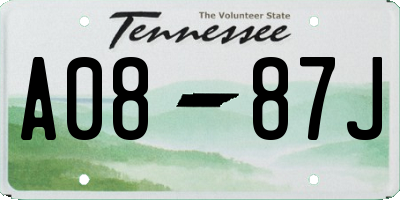 TN license plate A0887J