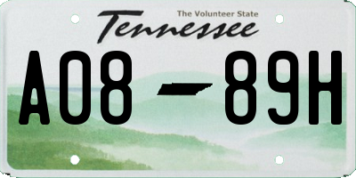 TN license plate A0889H