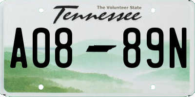 TN license plate A0889N