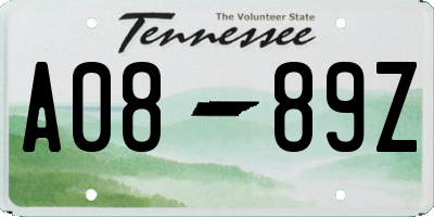 TN license plate A0889Z