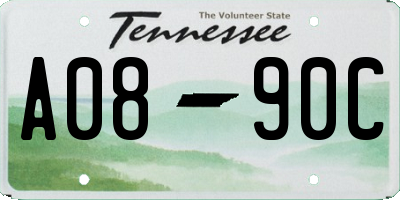 TN license plate A0890C