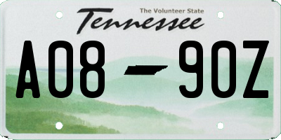TN license plate A0890Z