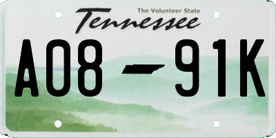 TN license plate A0891K