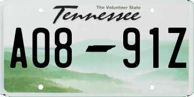 TN license plate A0891Z