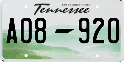 TN license plate A0892O