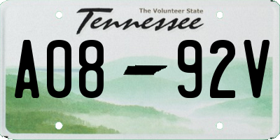 TN license plate A0892V