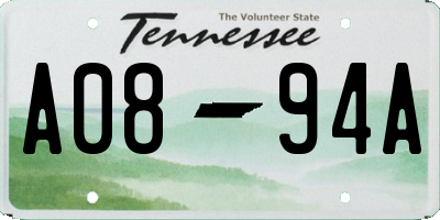TN license plate A0894A