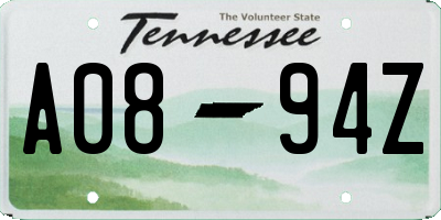 TN license plate A0894Z
