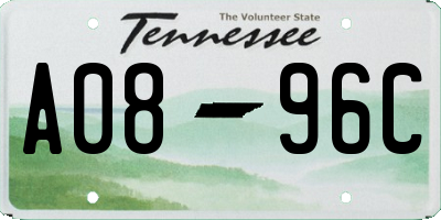 TN license plate A0896C