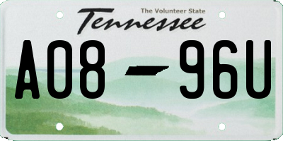 TN license plate A0896U