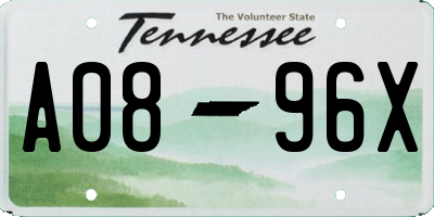 TN license plate A0896X