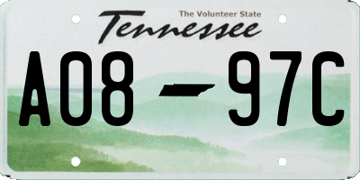 TN license plate A0897C