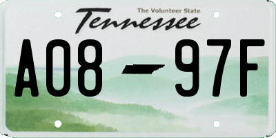 TN license plate A0897F