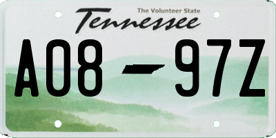 TN license plate A0897Z
