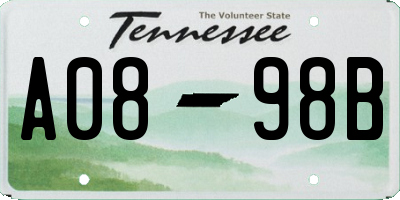 TN license plate A0898B