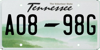 TN license plate A0898G