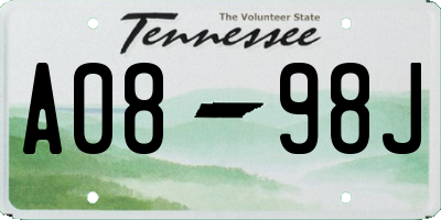 TN license plate A0898J