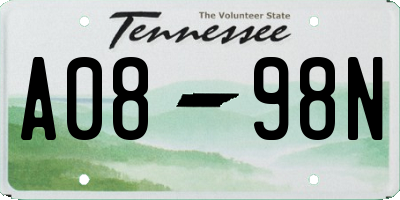 TN license plate A0898N