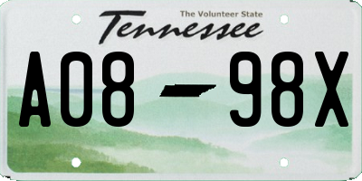 TN license plate A0898X