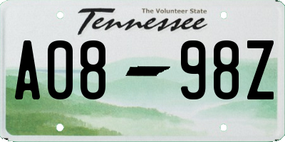 TN license plate A0898Z