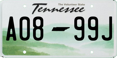 TN license plate A0899J